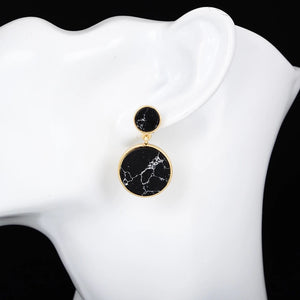 black marble print drop earrings size view edgability