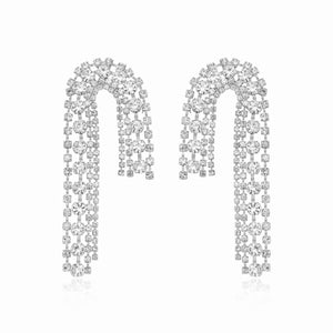 diamond crystals rhinestones long drop dangling earrings edgability front view