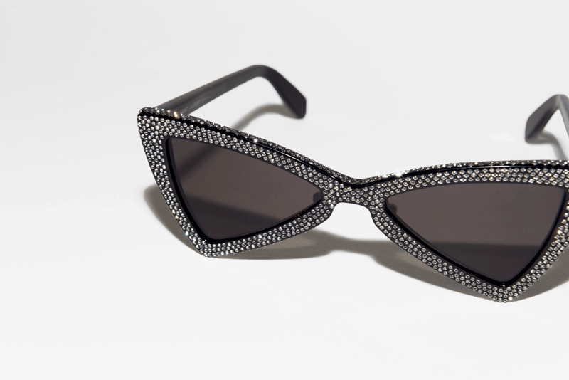 rhinestone embellished shiny black sunglasses edgy shades edgability