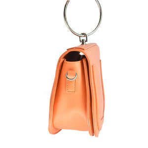 orange studded bag with hoop edgability side view