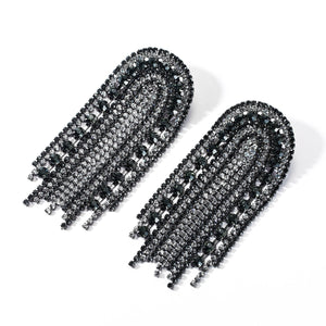 black and silver crystals dangler statement jewelry edgability top view