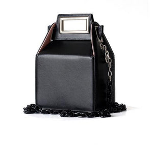black bag box bag sling bag with chain edgability full view