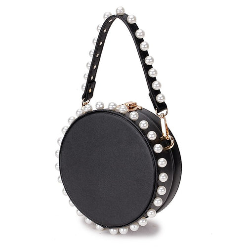 pearl studded black bag box round bag edgability