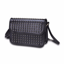 silver micro studded black shoulder bag edgability angle view