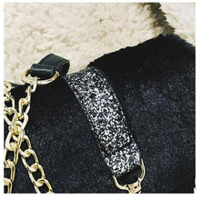 glitter strap black fur bag edgability top view