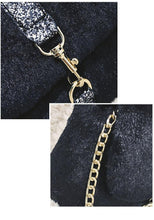 glitter strap black fur bag edgability detail view