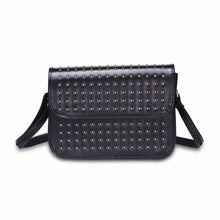 silver micro studded black shoulder bag edgability front view