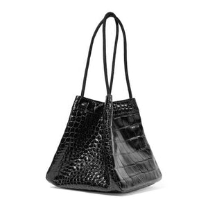 croc skin black bucket bag edgy fashion edgability