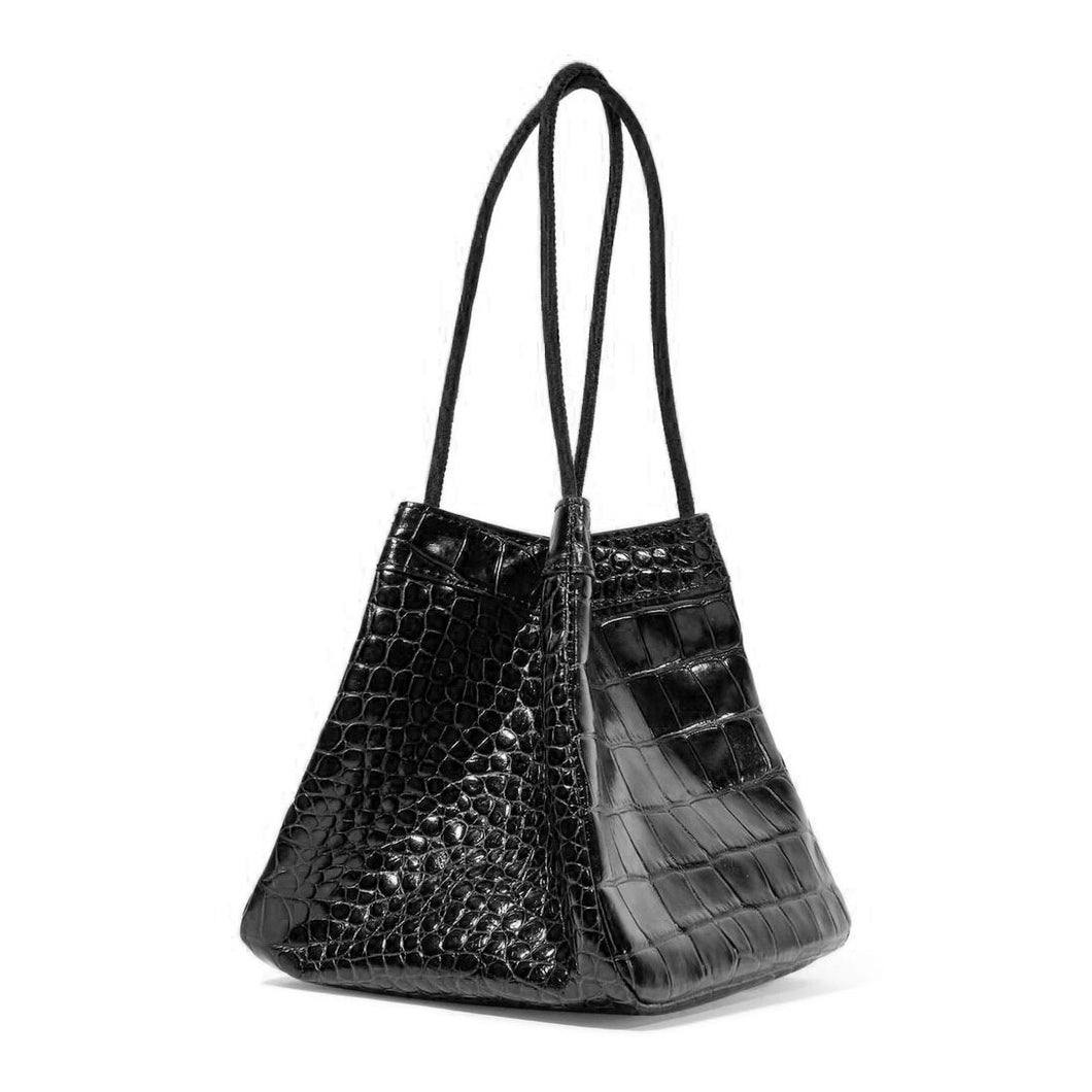 croc skin black bucket bag edgy fashion edgability