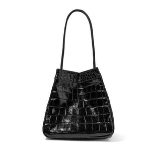 croc skin black bucket bag edgy fashion edgability side view