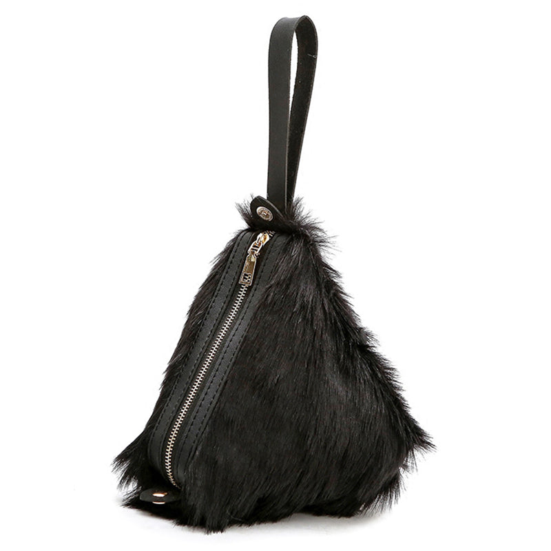 fur bag black bag triangle bag edgability