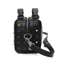 multicoloured studs black bag side view edgability