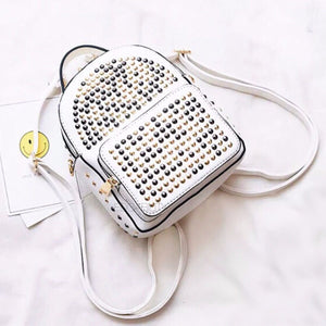 gunmetal gold studded white backpack egability