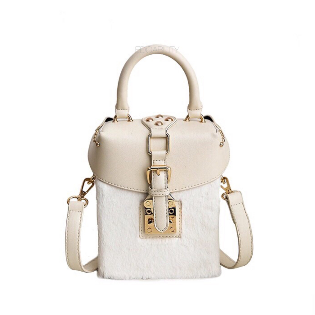 white bag box bag fur bag edgability