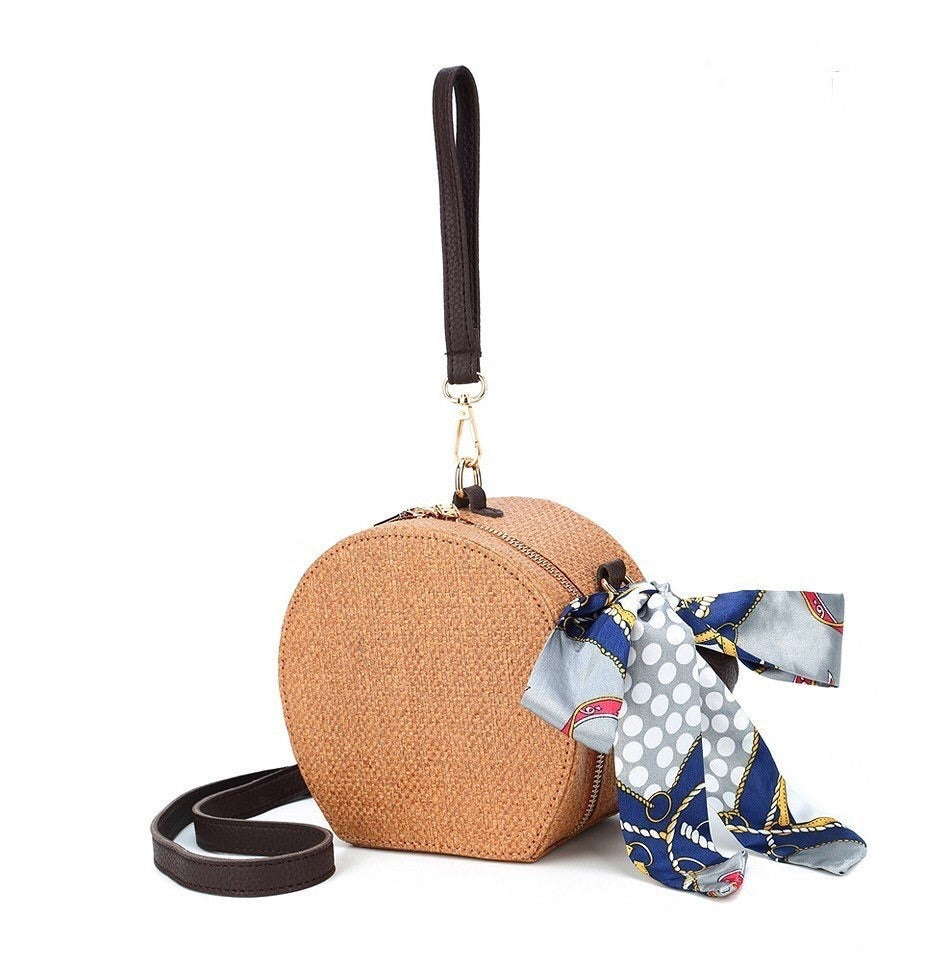 rattan bag box bag round bag wristlet with scarf edgability
