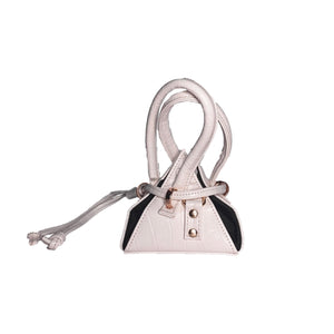 snakeskin white triangle handbag wristlet sling bag side view