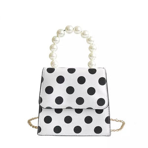 polka dots bag black and white bag pearls bag edgability