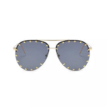 black shades studded sunglasses aviators edgability front view