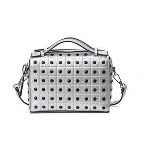 grey silver studded bag edgability