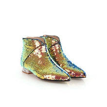 metallic gold sequins ankle boots edgability front view