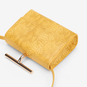 snakeskin envelope yellow clutch bag edgability top view