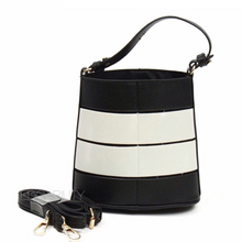 black and white strips edgy handbag edgability front view