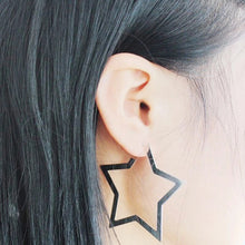 star hoops silver earrings edgability model view