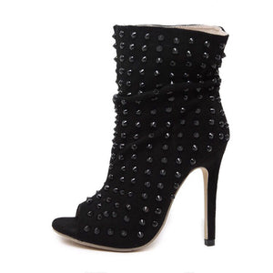 black boots studded boots peeptoe boots edgability side view