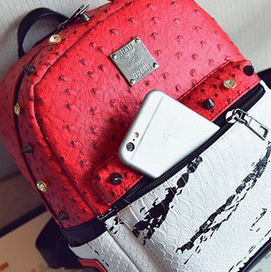 marble red backpack studded bag edgability front view