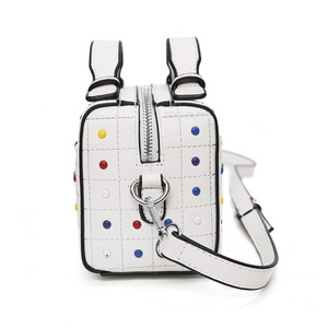 studded bag in white edgability side view