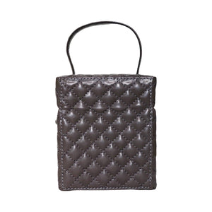 quilted grey box bag with top handle edgability back view