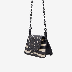 leopard zebra print boho black and white bag edgability angle view