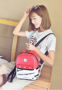 marble red backpack studded bag edgability model view