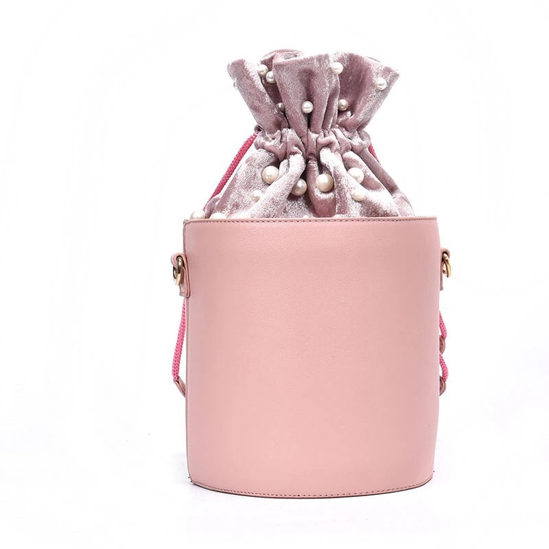 pink studded bag bucket bag drawstring bag edgability