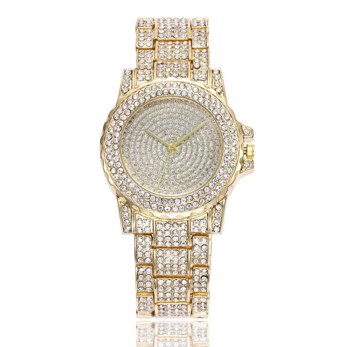 crystals studded diamonte gold watch edgability