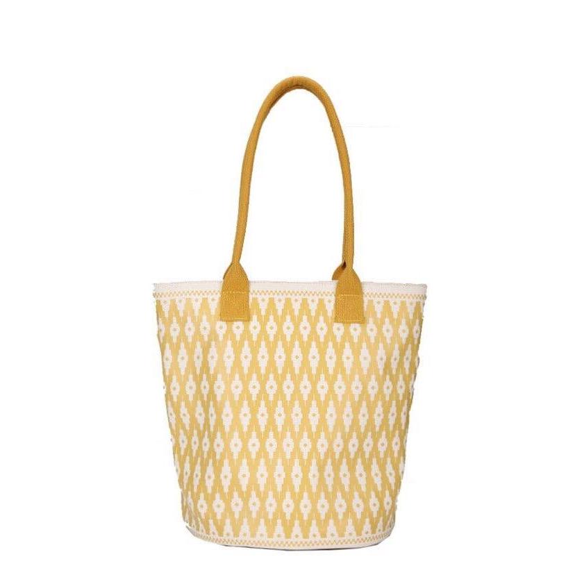 yellow tote bucket bag aztec bag edgability