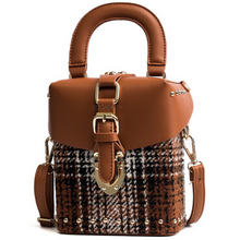 brown plaid bag studded bag box bag edgability angle view