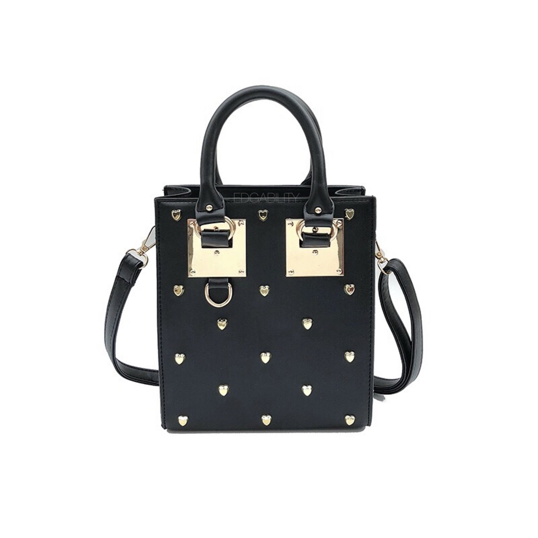 heart studded bag black bag edgability