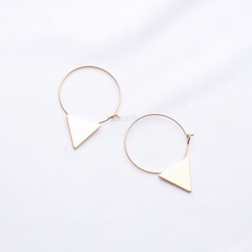 golden hoops with triangle earrings edgability