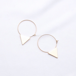 golden hoops with triangle earrings edgability