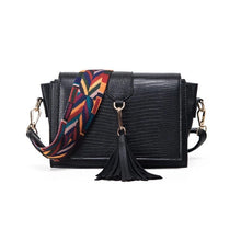 snakeskin bag black bag sling bag with tassels edgability