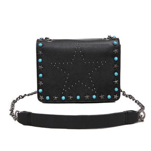 black star studded bag with rivets edgability