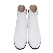 trendy boots ankle boots snakeskin boots with block heels edgability front view