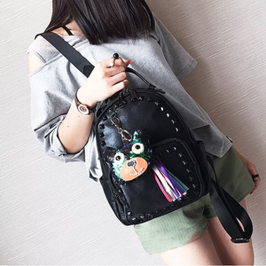 black studded backpack with black rivets model view edgability