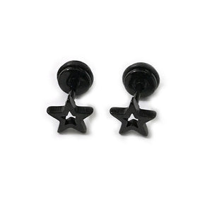 mini black star earrings studs edgability