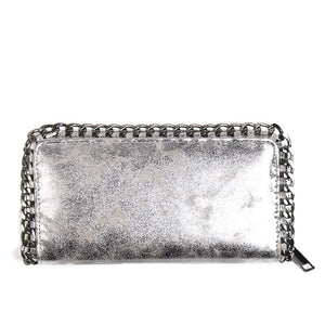 silver wallet metallic wallet with chain edgability