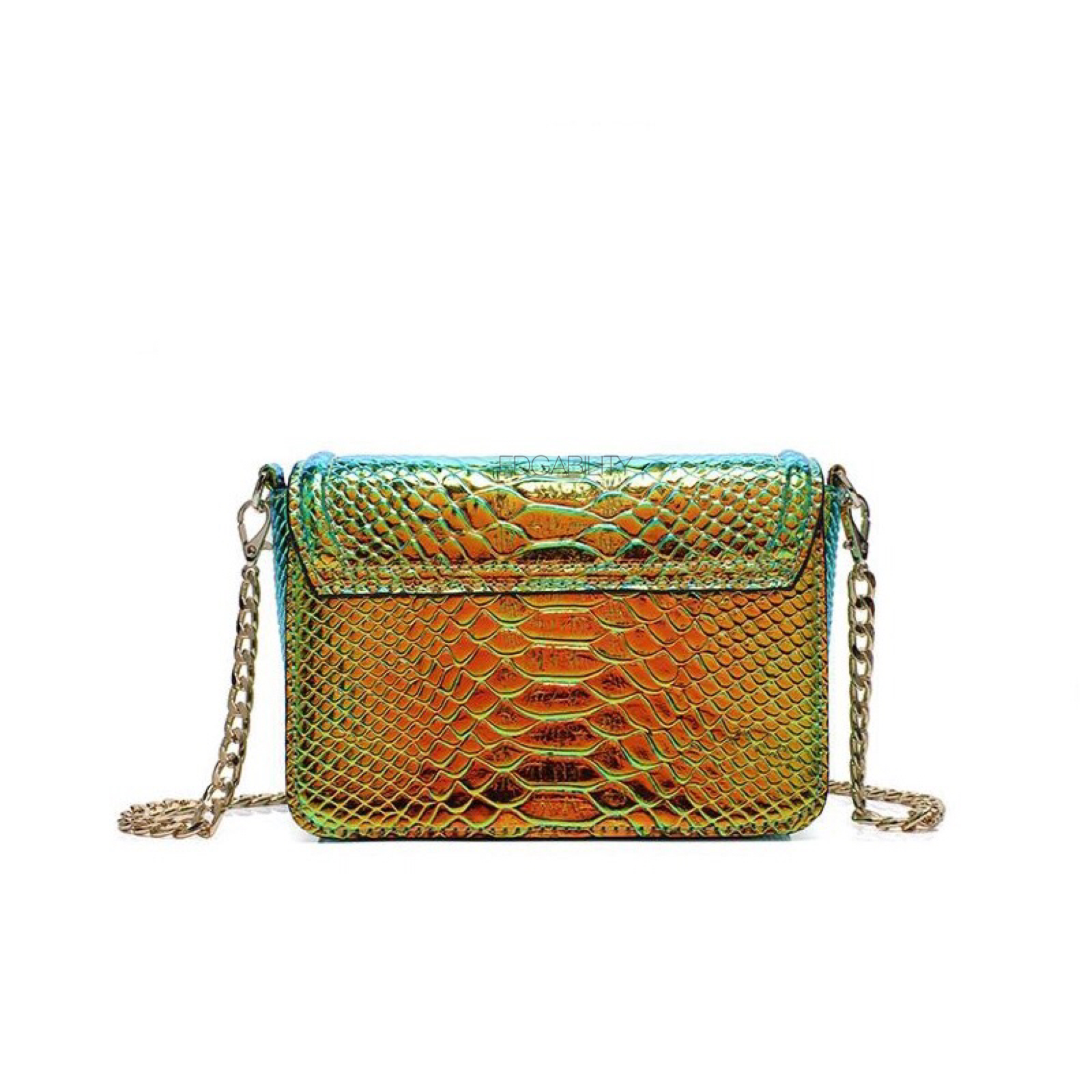 Michael Kors Metallic Gold Snake Embossed Sling Bag