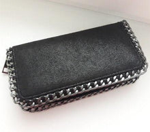 black wallet metallic wallet with chain edgability top view