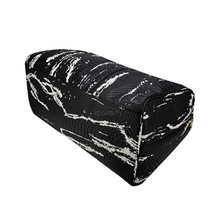 black and white bag marble travel bag edgability below view