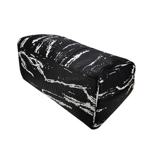 black and white bag marble travel bag edgability below view